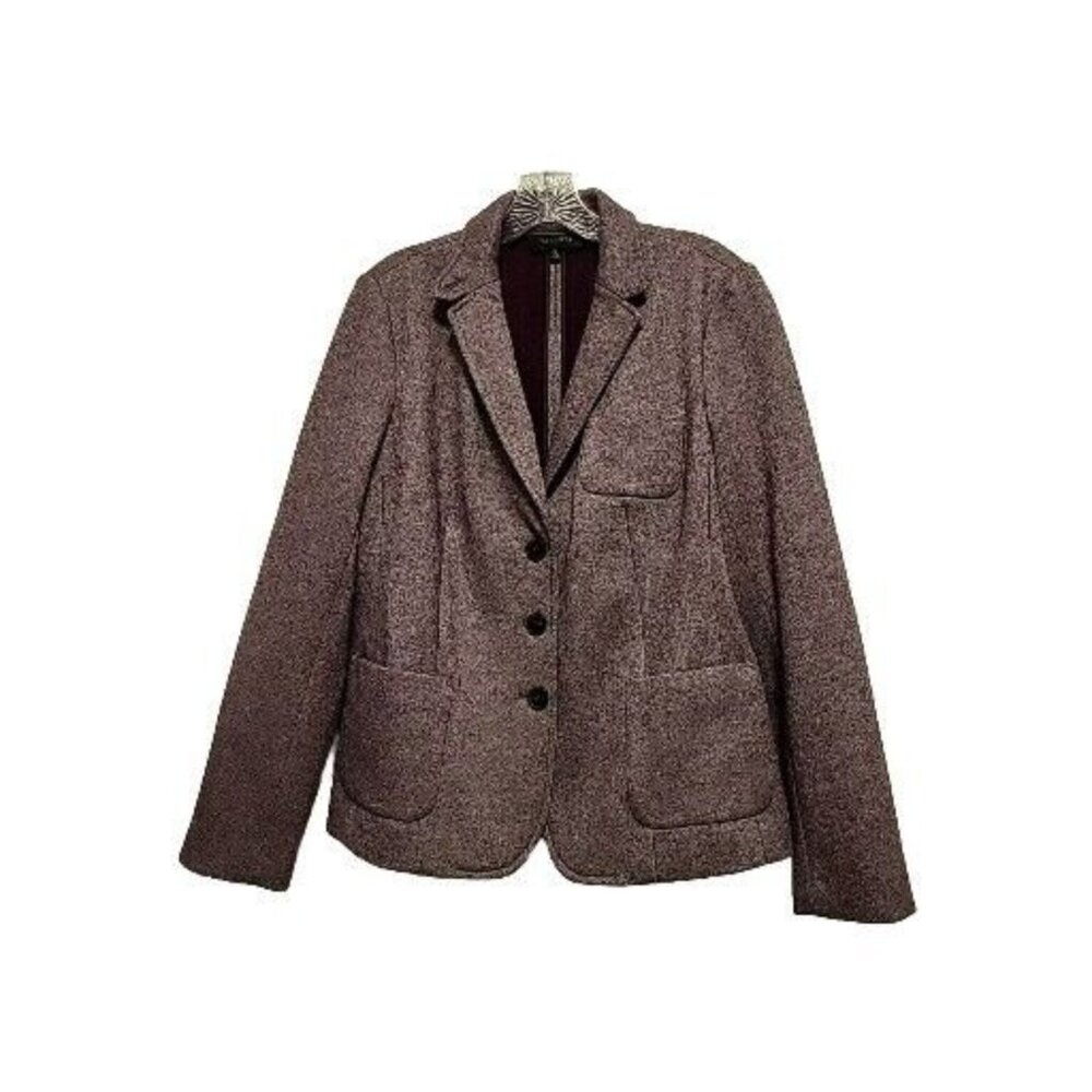 TALBOTS Wool Blend Purple Gray Heather Blazer Jacket Size 12 NWOT